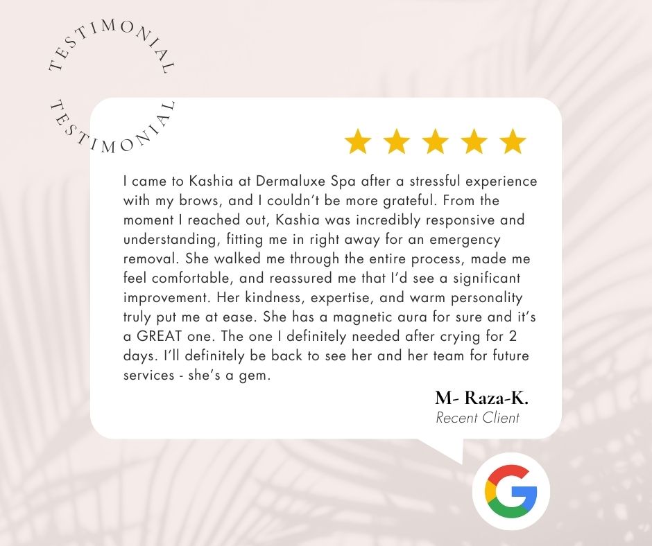 5 Star review for permanent makeup removal in Houston, TX