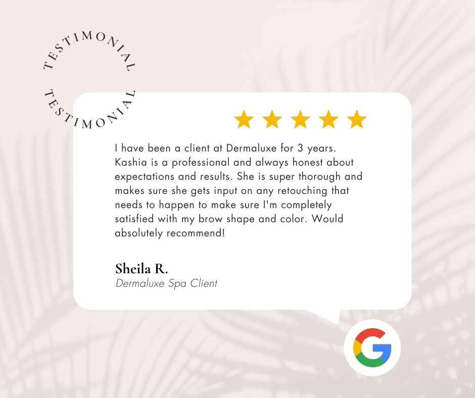 5 Star Google Review for Dermauxe Spa in Houston, TX