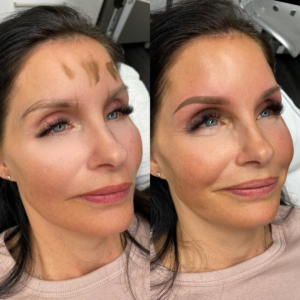Permanent makeup eyebrow transformation enhancing shape and symmetry
